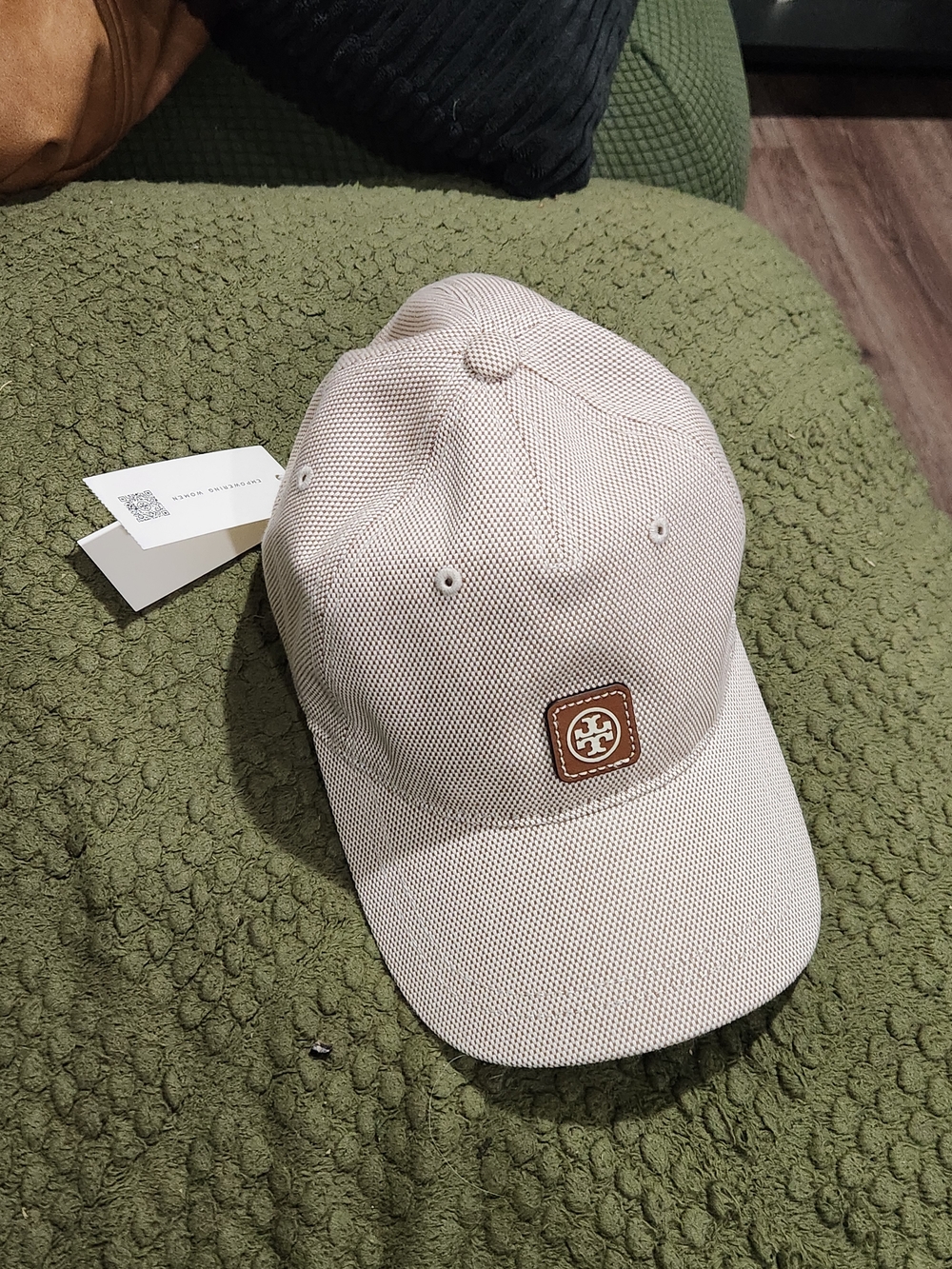 Tory Burch Cream Beige Logo Baseball Cap